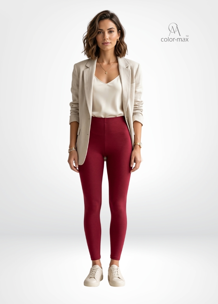 MEROON - Premium Cotton Lycra Ankle Leggings